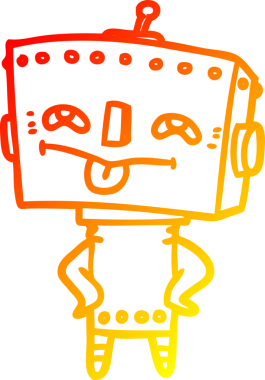 Bir insan tarafından çizilen çizgi film robotunun sıcak çizgi çizimi