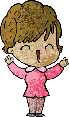 Bir insan tarafından çizilmiş gülen kadın çizgi filmi.