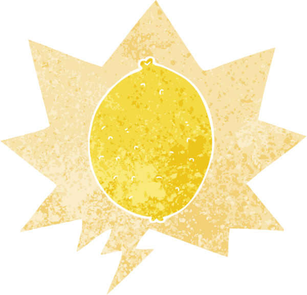 bir insan tarafından çizilmiş grunge dertli retro tarzı ile konuşma baloncuğu ile çizgi film limonu