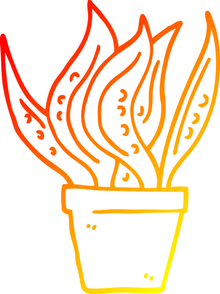 Bir insan tarafından çizilmiş karikatür ev bitkisinin sıcak çizgi çizimi