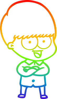 gökkuşağı gradyanı çizimi bir insan tarafından çizilmiş mutlu bir çizgi film çocuğu