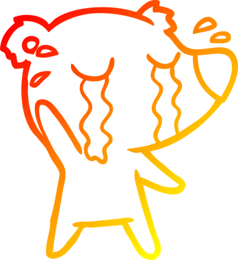 Bir insan tarafından çizilmiş ağlayan bir ayının sıcak çizgi çizimi