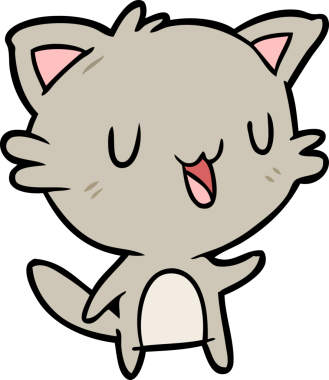 Bir insan tarafından çizilmiş mutlu bir kedi.