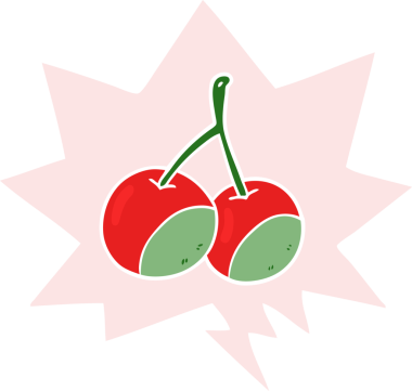 bir insan tarafından çizilmiş, konuşma baloncuklu kirazlar.