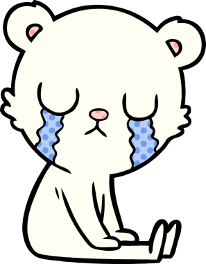 Bir insan tarafından çizilmiş ağlayan kutup ayısı çizgi filmi.