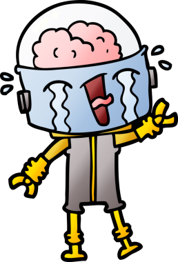 Bir insan tarafından çizilmiş ağlayan robot çizimi.