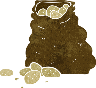 Bir insan tarafından çizilmiş patates çuvalı.