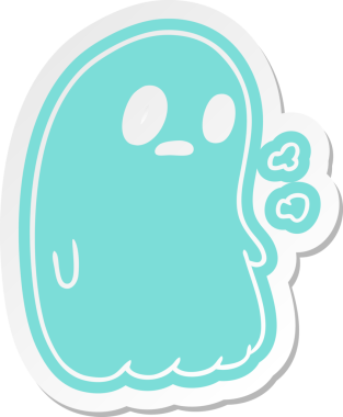 Bir insan tarafından çizilmiş sevimli bir kawai hayaletinin karikatür çıkartması.