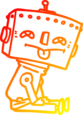 Bir insan tarafından çizilen çizgi film robotunun sıcak çizgi çizimi