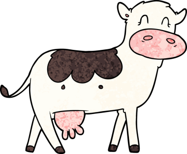 bir insan tarafından çizilmiş mandıra ineği.