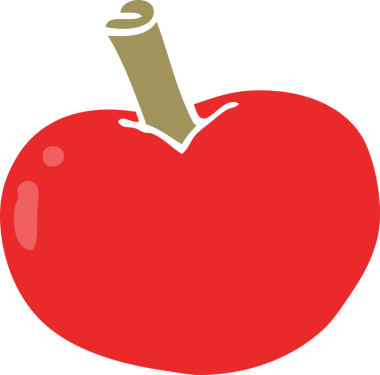 Bir insan tarafından çizilmiş düz renk çizgi film elması