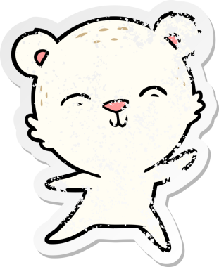 Bir insan tarafından çizilen mutlu kutup ayısı çizgi filminin hüzünlü çıkartması.