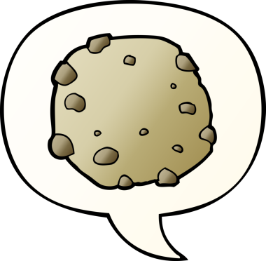 bir insan tarafından çizilmiş düzgün eğimli konuşma baloncuklu çizgi film kurabiyesi