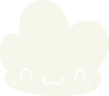 Bir insan tarafından çizilmiş düz renkli çizgi film bulutu