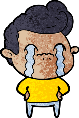 Bir insan tarafından çizilmiş ağlayan çizgi film adamı.