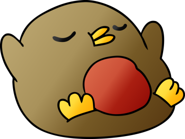 Serbest çizim gradyan çizgi film Şirin kawaii kırmızı robin bir insan tarafından çizildi