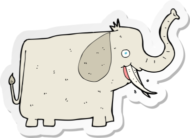 Bir insan tarafından çizilmiş mutlu bir filin çıkartması.