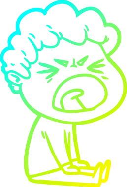 Bir insan tarafından çizilmiş öfkeli bir çizgi film karakteri.