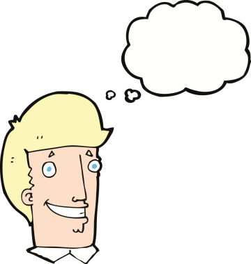 Bir insan tarafından çizilmiş düşünce balonlu mutlu adam çizgi filmi.