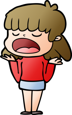 Çizgi filmdeki kadın bir insan tarafından yüksek sesle çizilmiş.