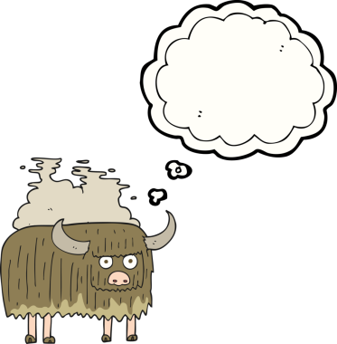 Serbest çizim düşünce balonu karikatürü Bir insan tarafından çizilmiş kokuşmuş inek
