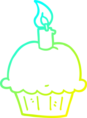 Bir insan tarafından çizilmiş bir doğum günü pastasının soğuk gradyan çizimi