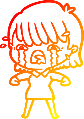 Bir insan tarafından çizilmiş ağlayan çizgi film kızı çizimi.