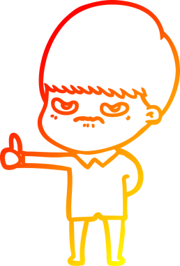 Bir insan tarafından çizilmiş kızgın bir çizgi film çocuğu çizimi.