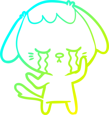 Bir insan tarafından çizilmiş ağlayan şirin bir köpek yavrusu çizimi.