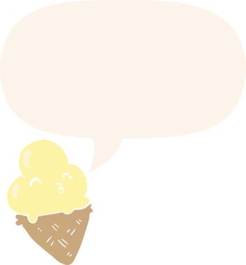 bir insan tarafından çizilmiş, konuşma baloncuklu çizgi film dondurması.