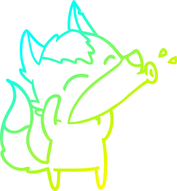 Bir insan tarafından çizilen uluyan kurt çizgi filminin soğuk gradyan çizimi