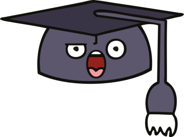 Mezuniyet şapkası bir insan tarafından çizilmiş şirin bir çizgi film.