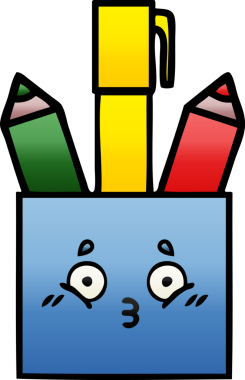 Bir insan tarafından çizilmiş kalem tenceresinin gölgelenmiş karikatürü