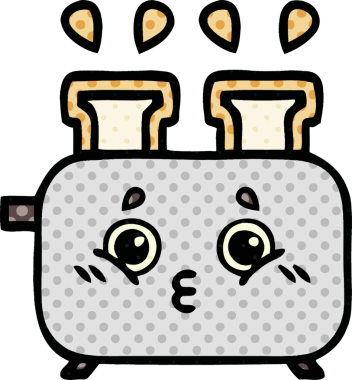 Bir insan tarafından çizilmiş bir ekmek kızartma makinesinin çizgi filmi.