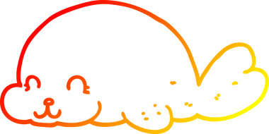 Bir insan tarafından çizilmiş şirin bir fok balığının sıcak çizgi çizimi