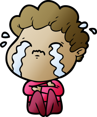 Bir insan tarafından çizilmiş ağlayan çizgi film adamı.