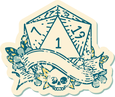 Retro Dövme Biçimi Doğal Bir d20 zar bir insan tarafından çizildi