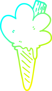 Bir insan tarafından çizilmiş dondurma külahının soğuk gradyan çizimi.