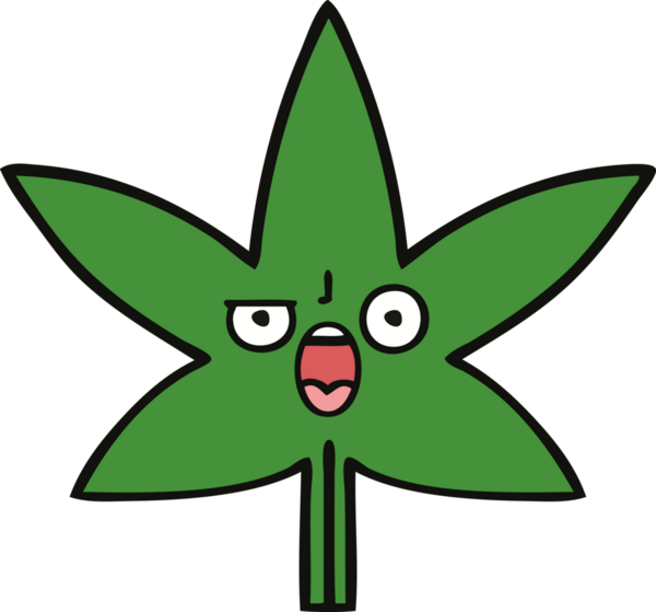 Bir insan tarafından çizilmiş marihuana yaprağı karikatürü.