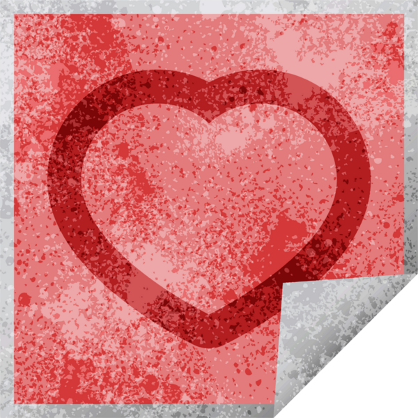 kalp sembolü grafik vektör illüstrasyon kare etiketi bir insan tarafından çizilmiş