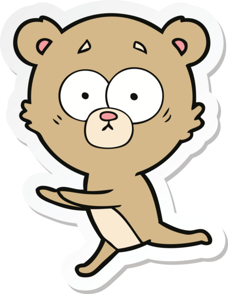 Bir insan tarafından çizilmiş endişeli bir ayı çizgi filminin çıkartması.