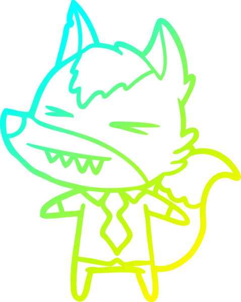 Bir insan tarafından çizilmiş kızgın bir kurt patronunun soğuk çizgi çizimi.