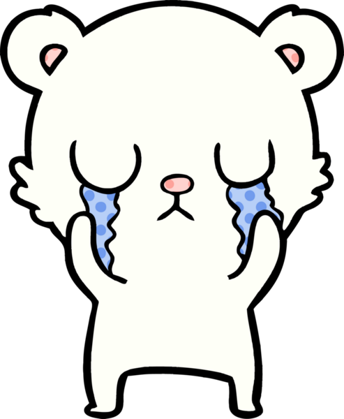 Bir insan tarafından çizilmiş üzgün küçük kutup ayısı çizgi filmi.