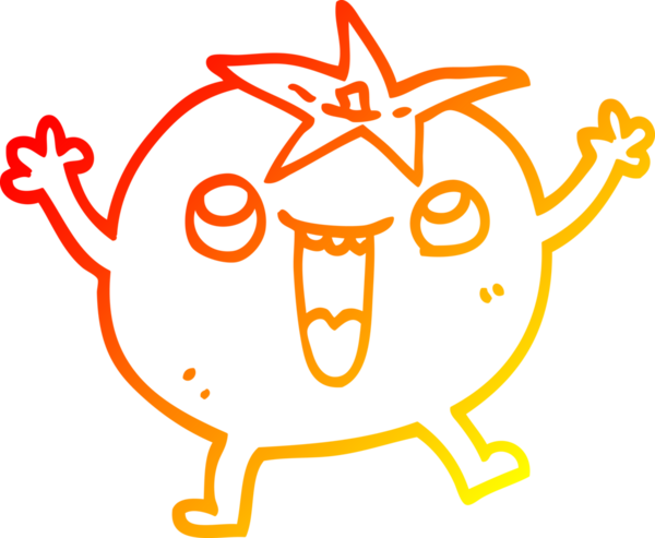 Bir insan tarafından çizilmiş mutlu domates çizgi çizimi.