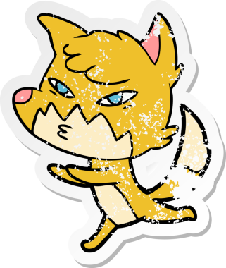 Bir insan tarafından çizilmiş zeki bir tilkinin sıkıntılı çıkartması.