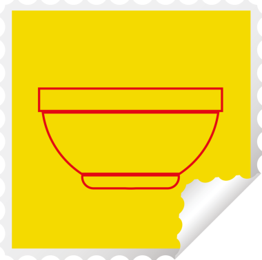 Bir insan tarafından çizilmiş pirinç kase kare kabuğu vektör illüstrasyonu