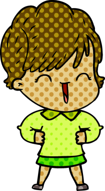 Bir insan tarafından çizilmiş gülen kadın çizgi filmi.