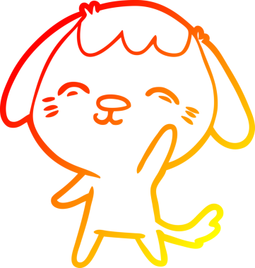 Bir insan tarafından çizilmiş mutlu çizgi film köpeğinin sıcak çizgi çizimi