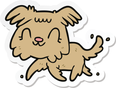 Bir insan tarafından çizilmiş bir köpeğin çıkartması.