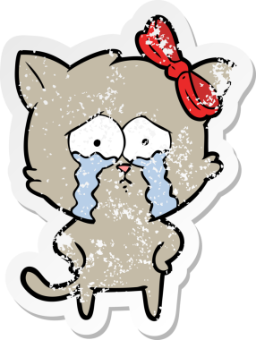 Bir insan tarafından çizilmiş karikatür bir kedinin sıkıntılı çıkartması.